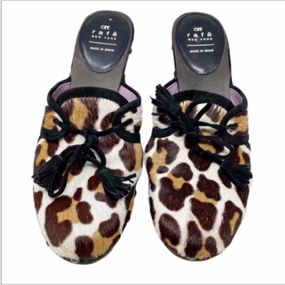 RAFE NEW YORK cowhide leopard clogs heels shoes EU 37 / 6.5 US - Picture 4 of 11